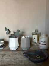 Load image into Gallery viewer, Hexagonal small concrete pot, make brush storage, cotton bud pot, gift, available in 3 colours