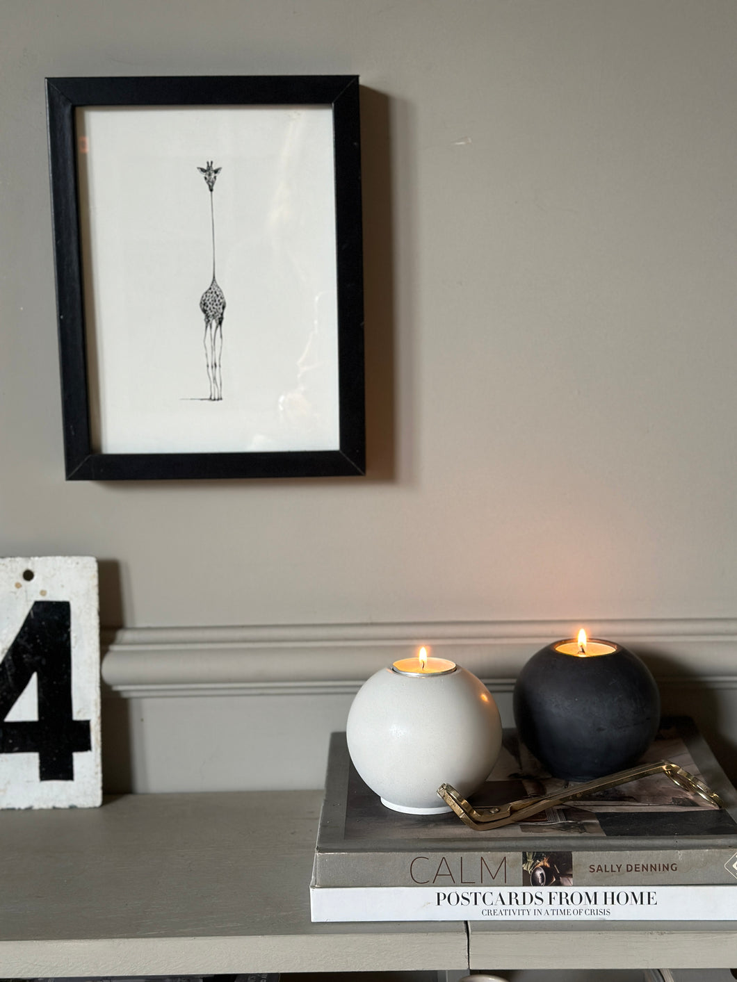 Concrete sphere tealight holder