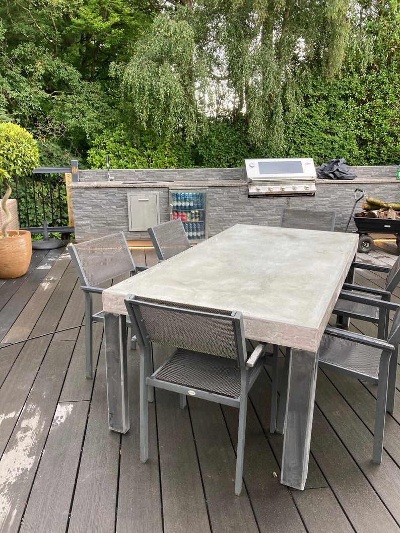concrete garden table