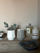 Load image into Gallery viewer, Hexagonal small concrete pot, make brush storage, cotton bud pot, gift, available in 3 colours
